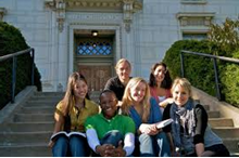 Image of students sitting on steps.