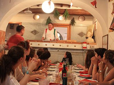 Photo of students dining at restaurant